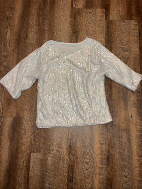 Sparkle Sequin Top - White